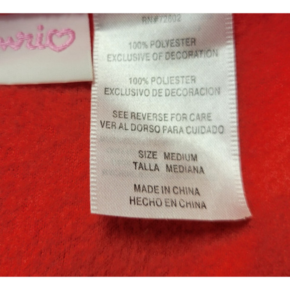 Hello Kitty Fleece Nightgown Adult Womens Medium Red Embroidered Pockets Saniro - Picture 4 of 14